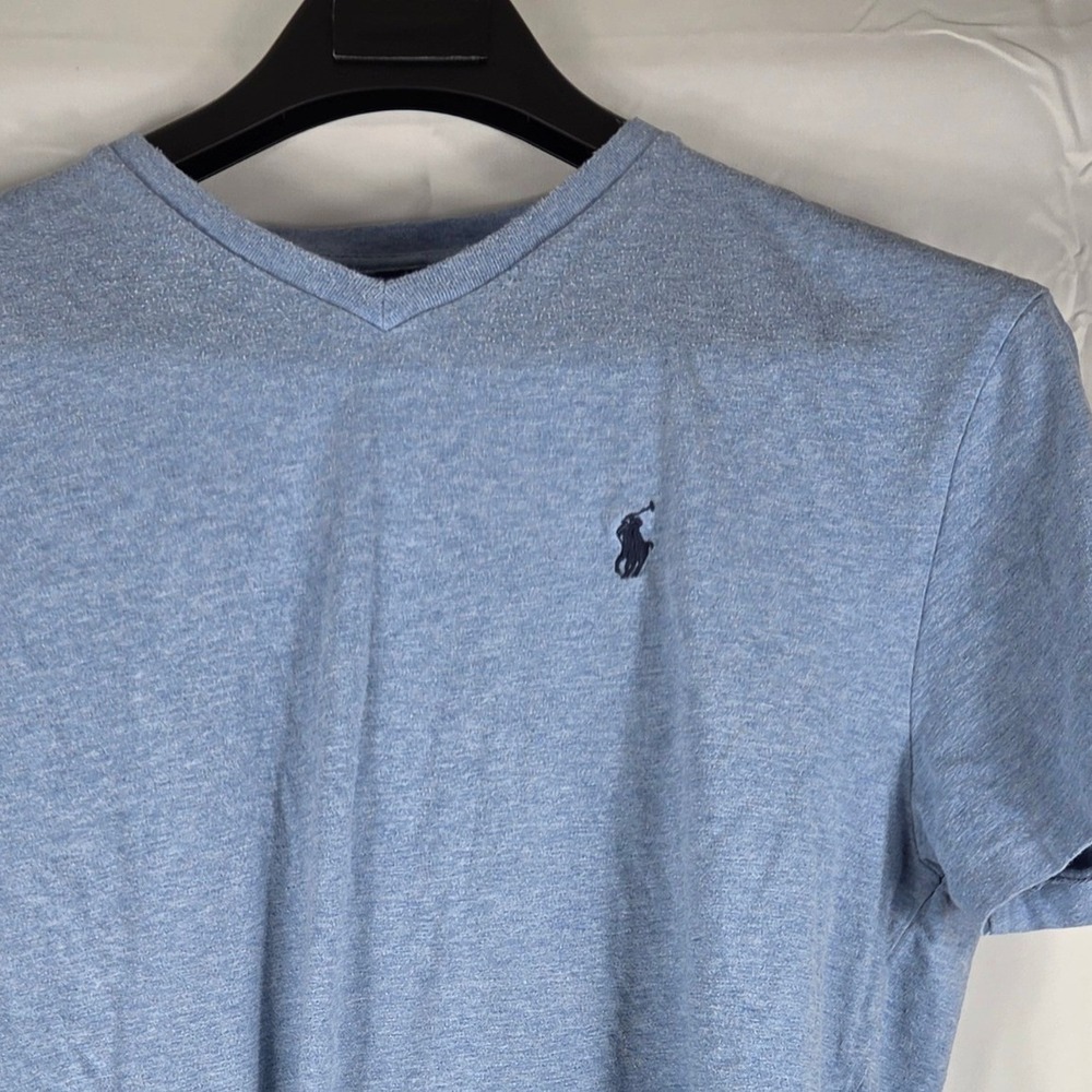 Polo Ralph Lauren Mens V-Neck T-Shirt Blue Heather Classic Fit Short Sleeve M